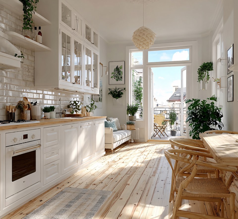 Bright, clean kitchen with natural light